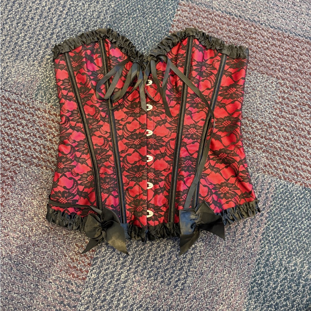 Women’s Lace corset, size L, black and red, Halloween cosplay